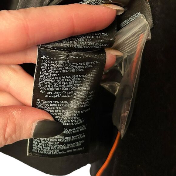 SuperDry Buckle The Edit Wool Blend Black Coat Size Medium - Picture 8 of 9